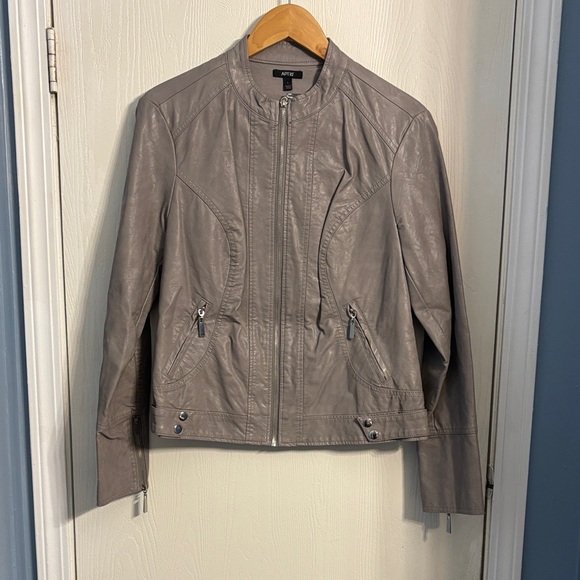 Apt. 9 Chic Gray Leather Jacket - Picture 1 of 8